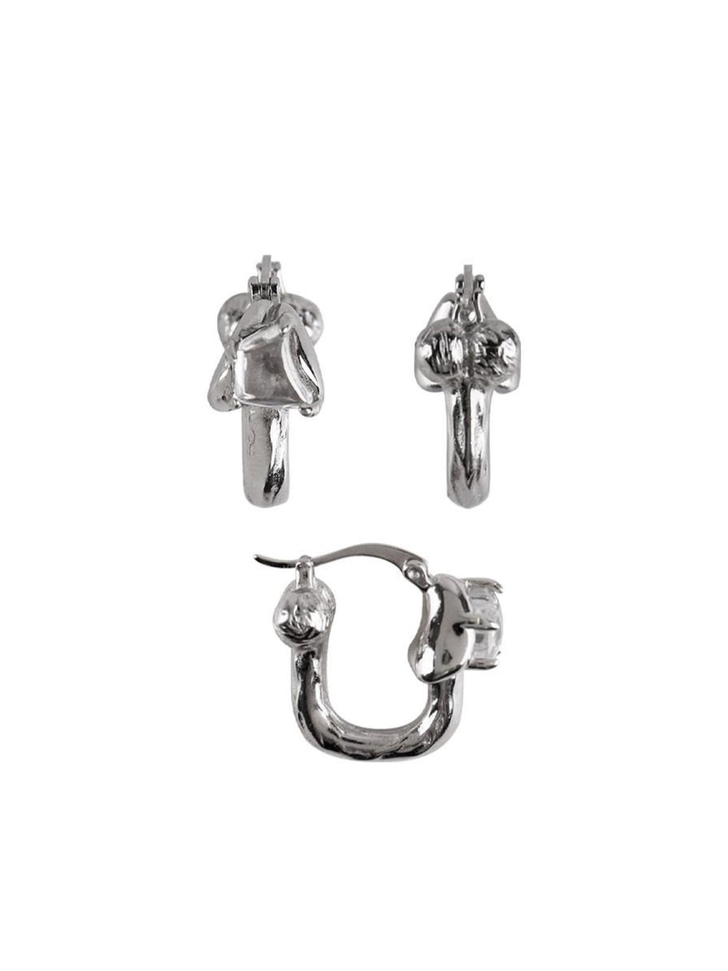 Night Lab Affordable Silver Tone Minimalist Couple Matching Dangle Earrings