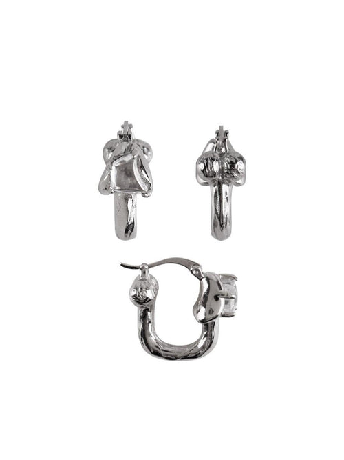 Night Lab Affordable Silver Tone Minimalist Couple Matching Dangle Earrings