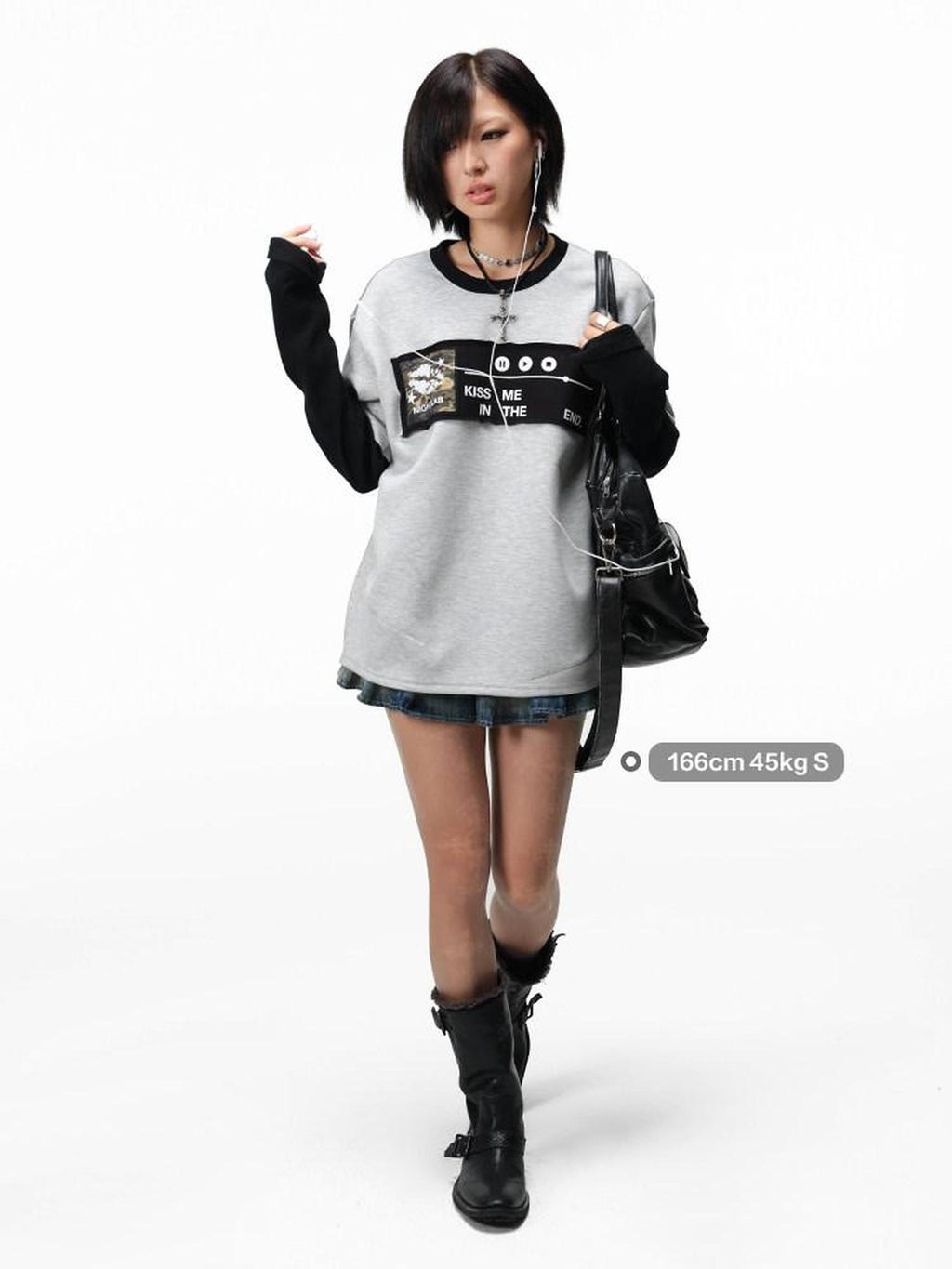Night Lab Aircotton Breathable Loose Patchwork Crewneck Unisex Floral Long Sleeve T-Shirts