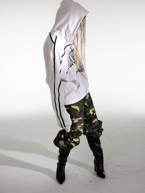 Night Lab Almond Gray Cotton Relaxed Fit Hooded Zip Kangaroo Pocket Teen Sweatshirts