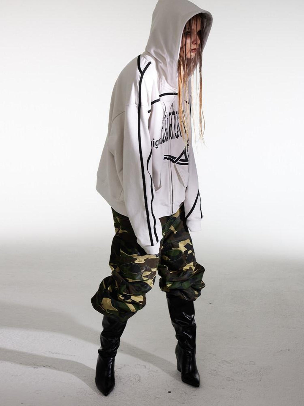 Night Lab Almond Gray Cotton Relaxed Fit Hooded Zip Kangaroo Pocket Teen Sweatshirts