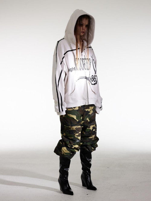 Night Lab Almond Gray Cotton Relaxed Fit Hooded Zip Kangaroo Pocket Teen Sweatshirts