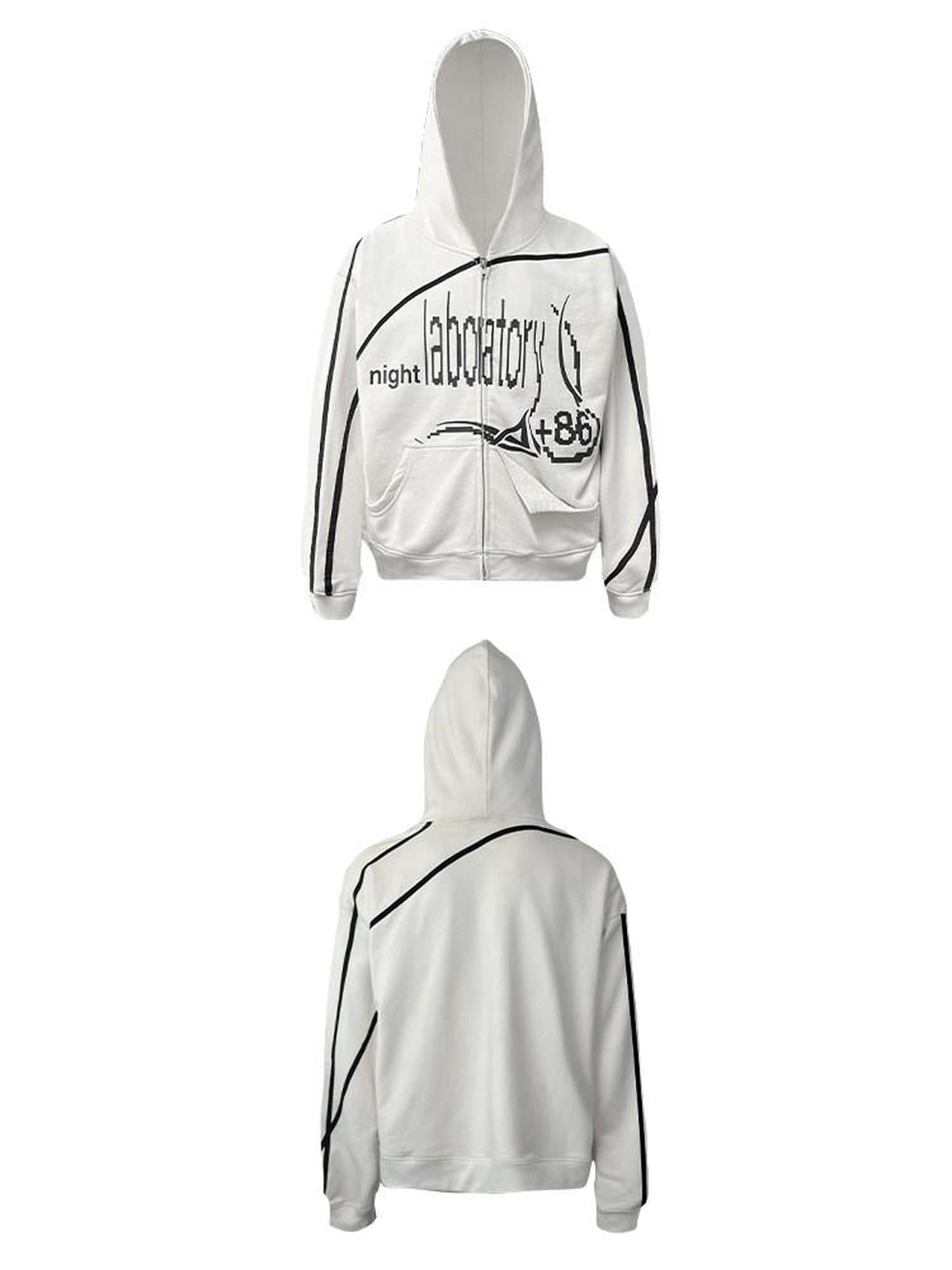 Night Lab Almond Gray Cotton Relaxed Fit Hooded Zip Kangaroo Pocket Teen Sweatshirts