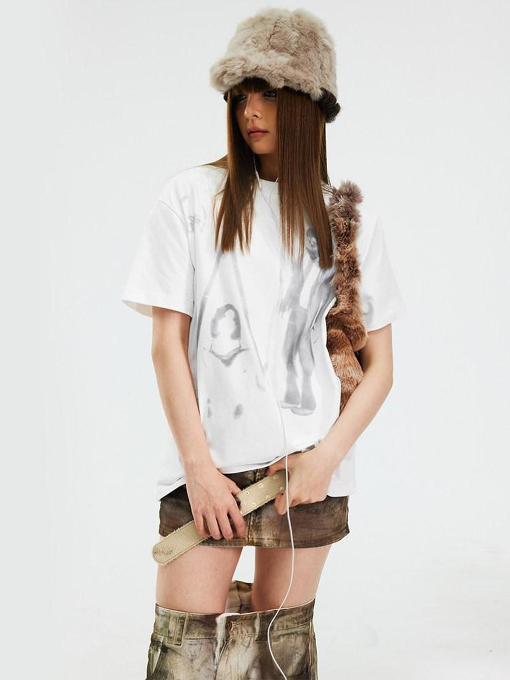 Night Lab Breathable Cotton Loose Fit Creative Print Unisex Crew Neck Long Sleeve T-Shirts