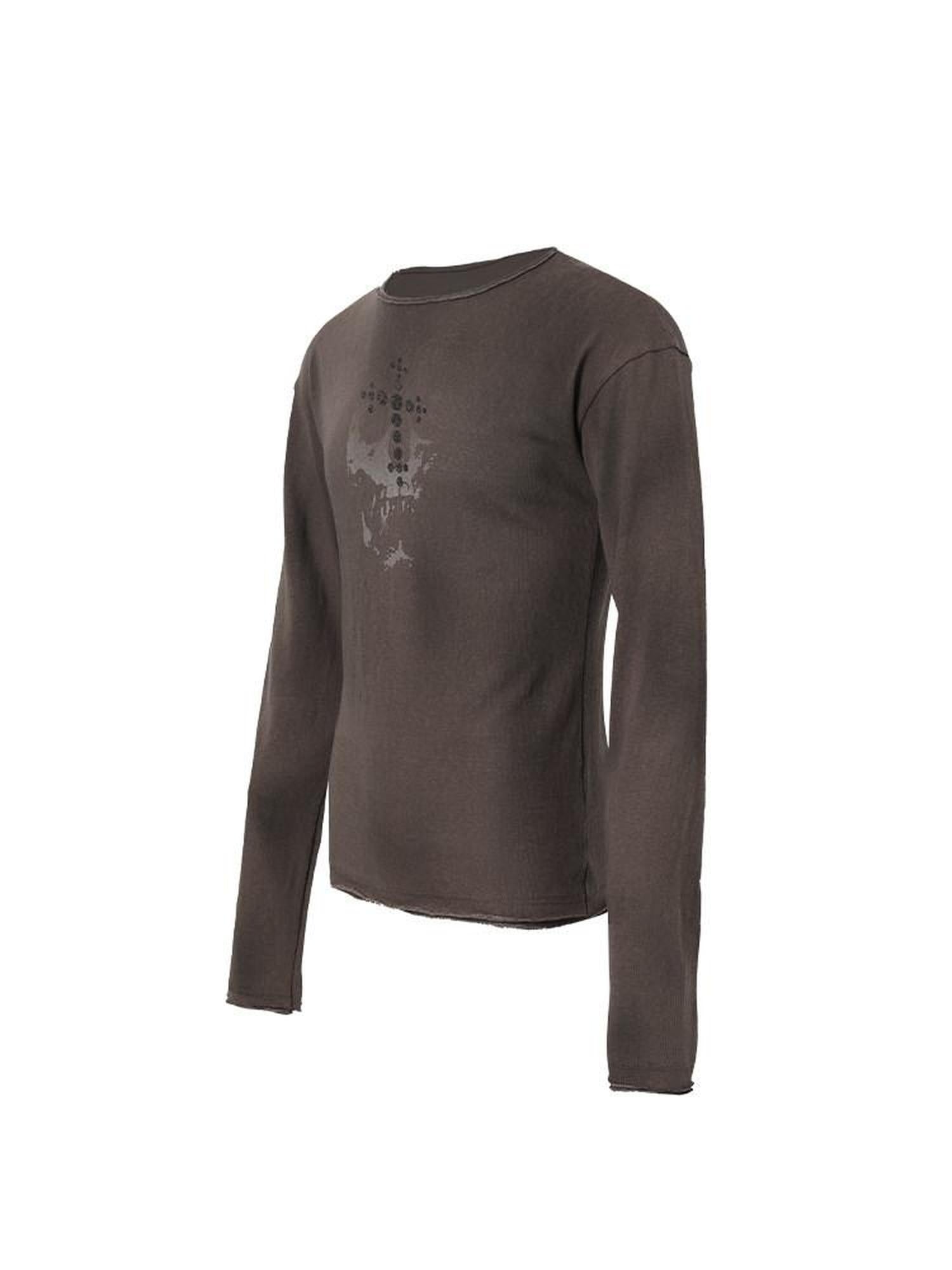 Night Lab Breathable Skull Graffiti Print Loose Drop Shoulder Unisex Long Sleeve T-Shirts