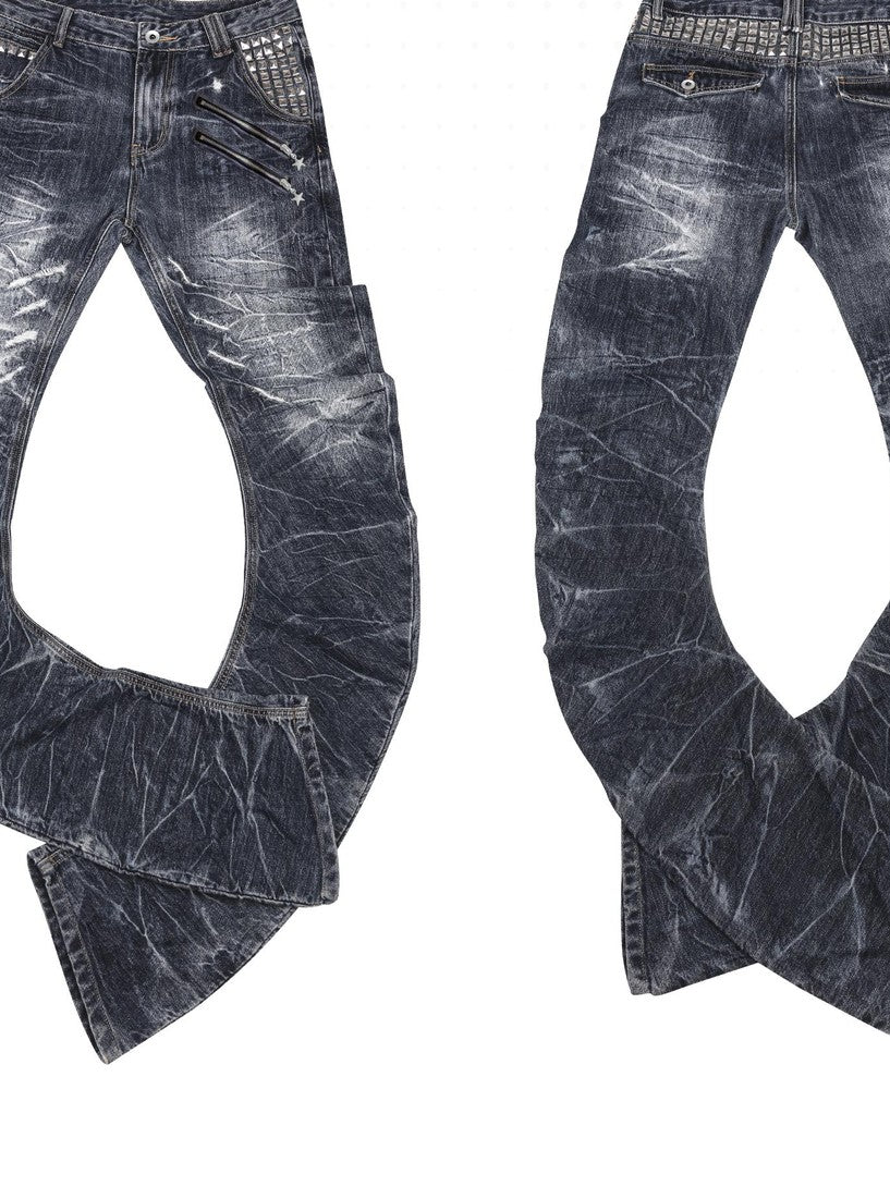 Night Lab Distressed Studded Vintage Wash Curved Women's Cotton Skinny Jeans
