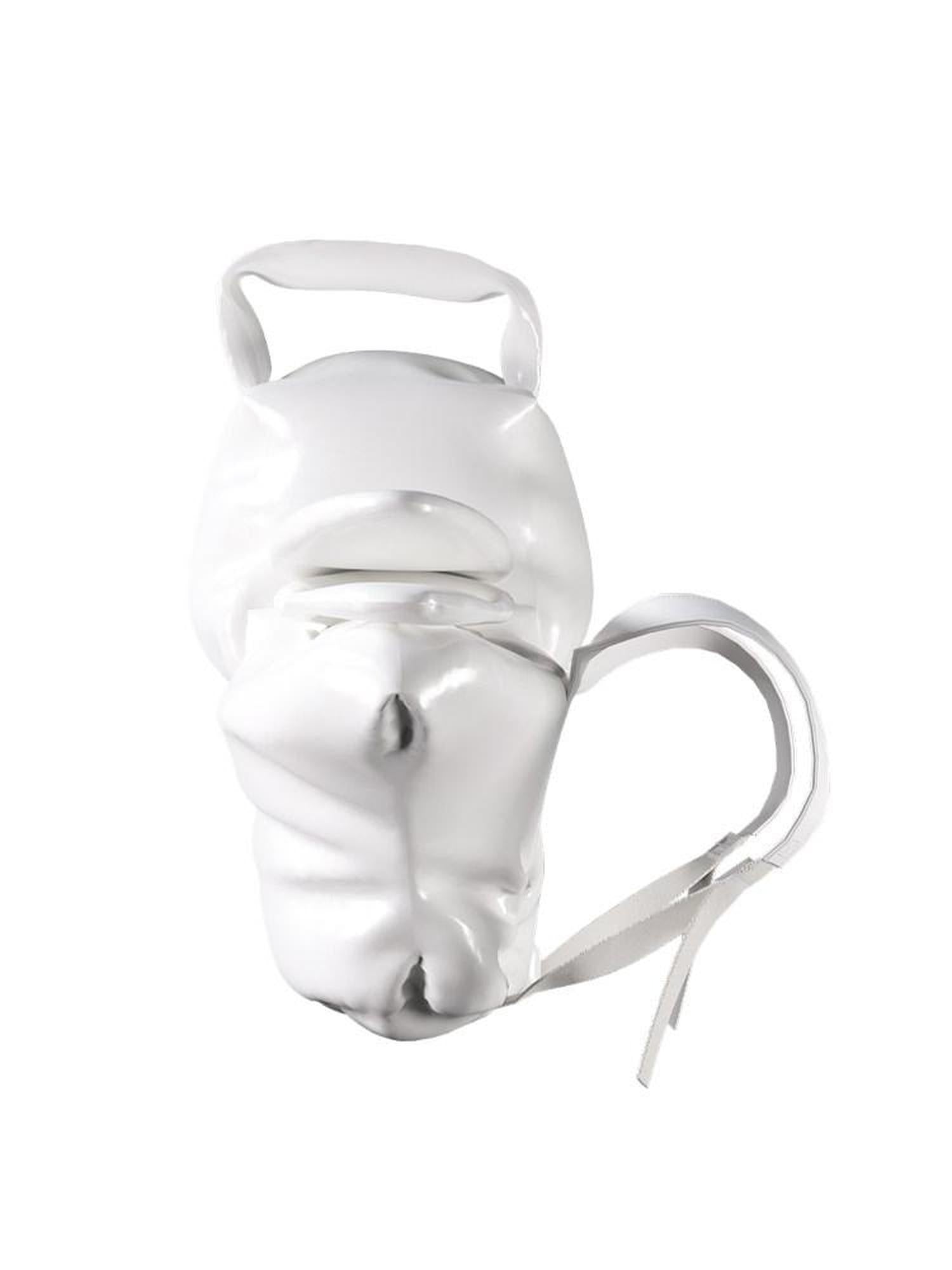 Night Lab Foldable Travel Modern Neutral Unisex White Pu Zipper Bucket Shape Backpack