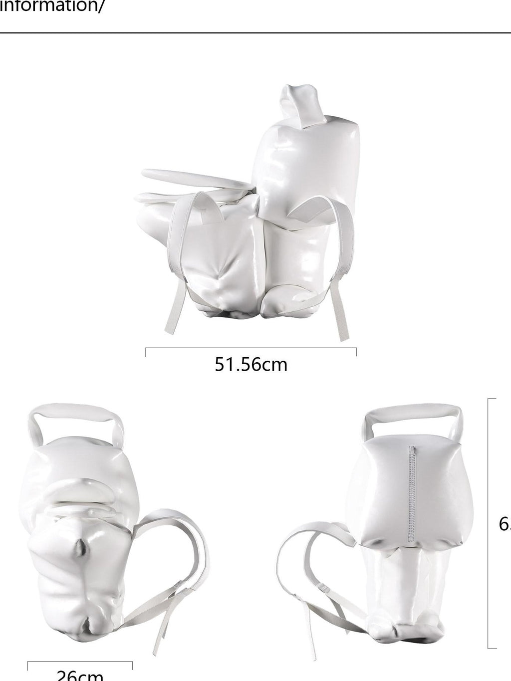 Night Lab Foldable Travel Modern Neutral Unisex White Pu Zipper Bucket Shape Backpack