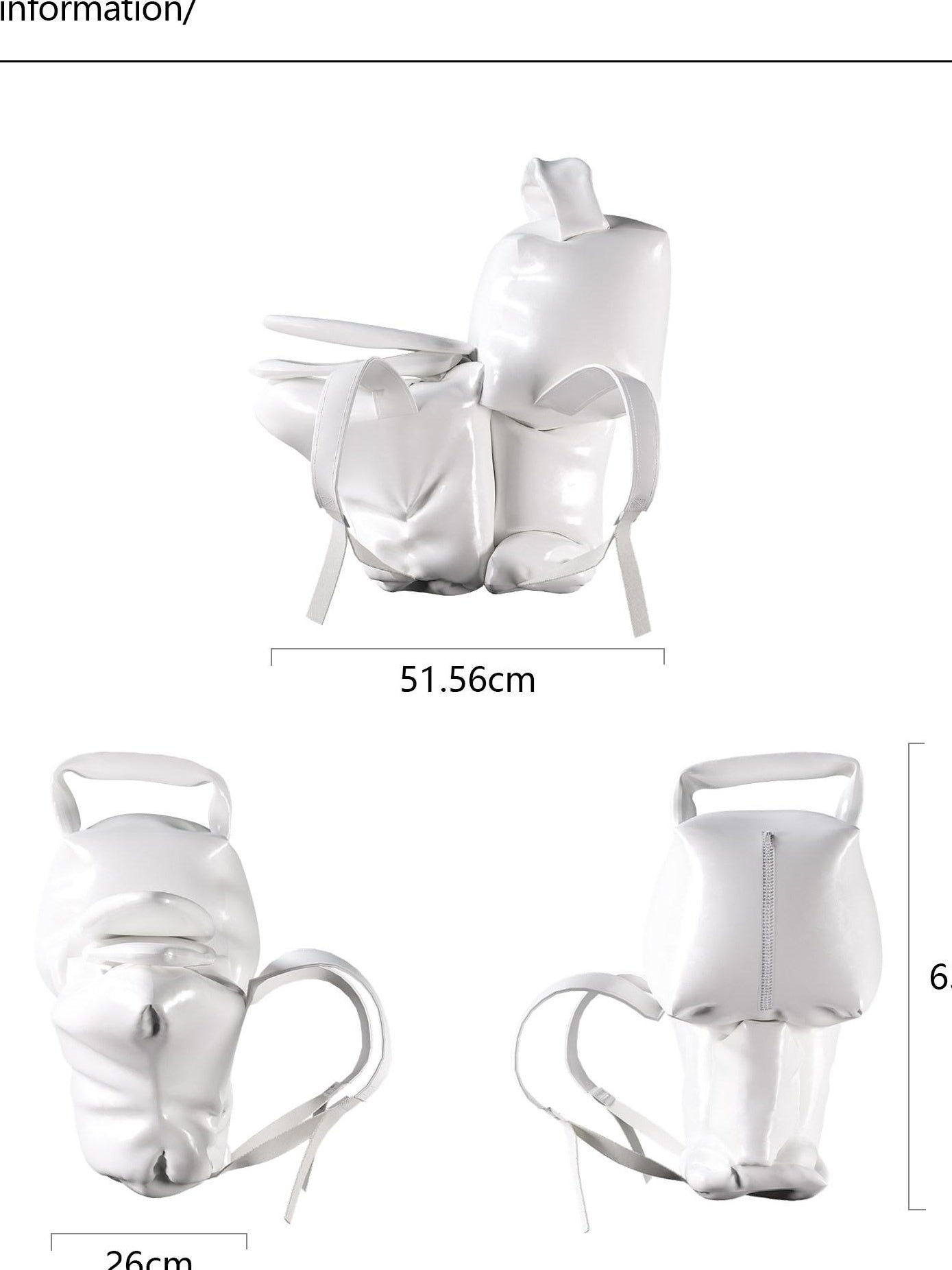 Night Lab Foldable Travel Modern Neutral Unisex White Pu Zipper Bucket Shape Backpack