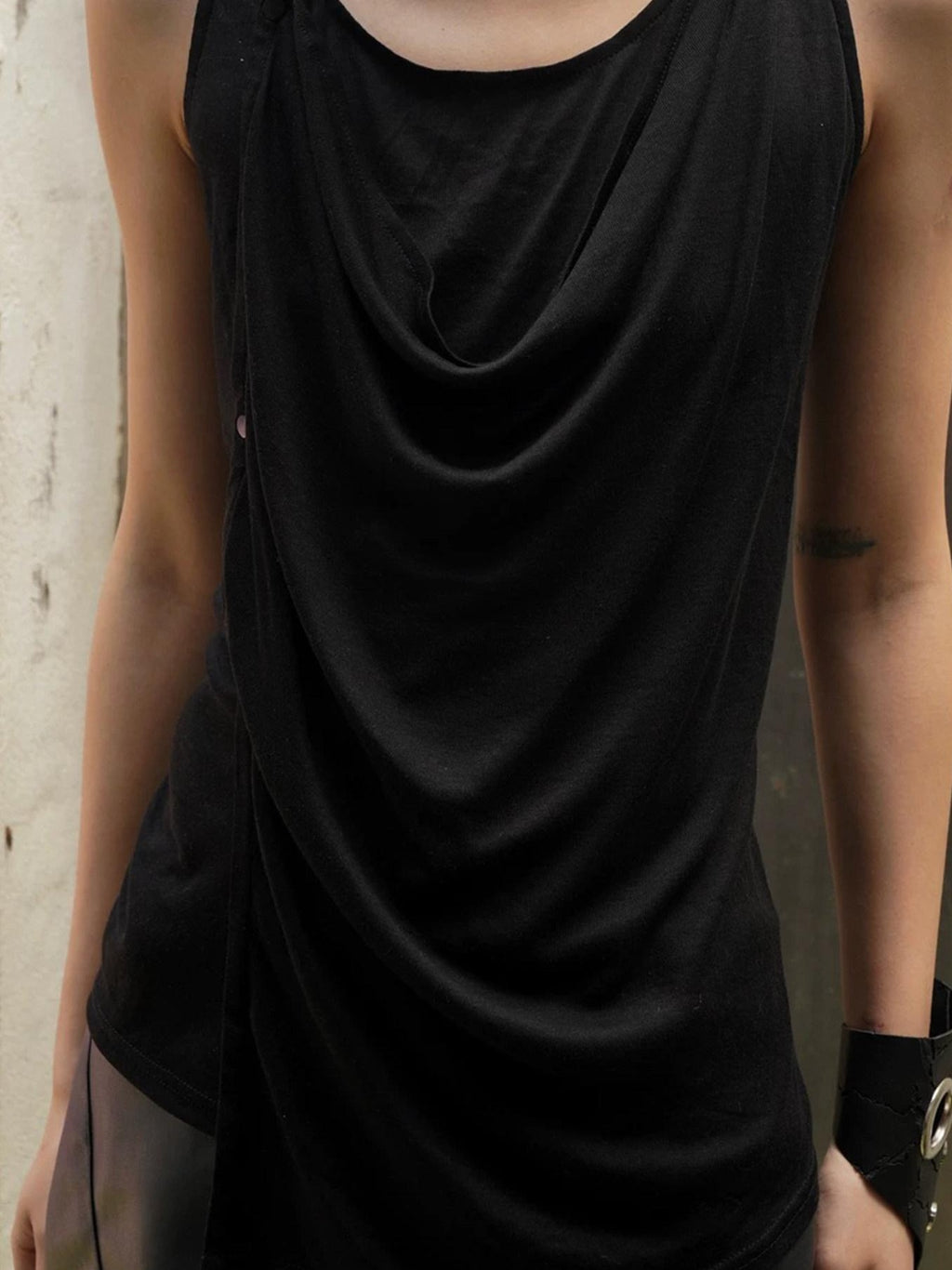 Night Lab Moisture Wicking Silk Slim Asymmetric Trendy Teen Casual Solid Tank Tops