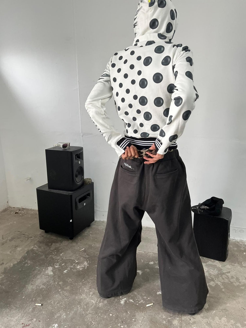 Night Lab Polka Dot Color Block Glitter Fleece Lined Women's Knit Zip-up Hoodies