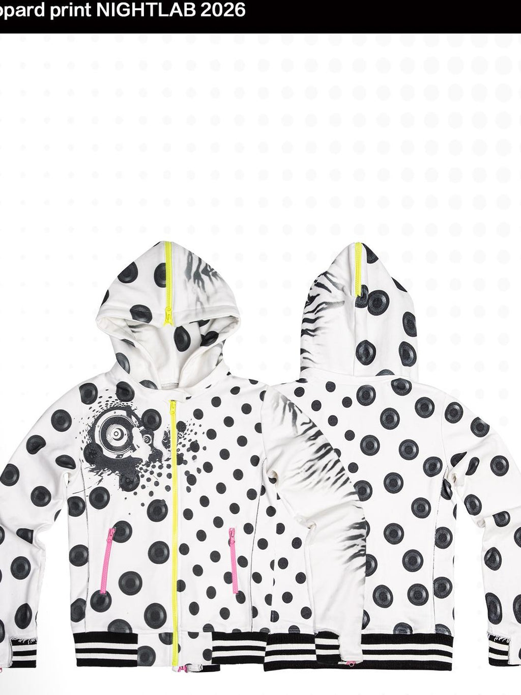 Night Lab Polka Dot Color Block Glitter Fleece Lined Women's Knit Zip-up Hoodies