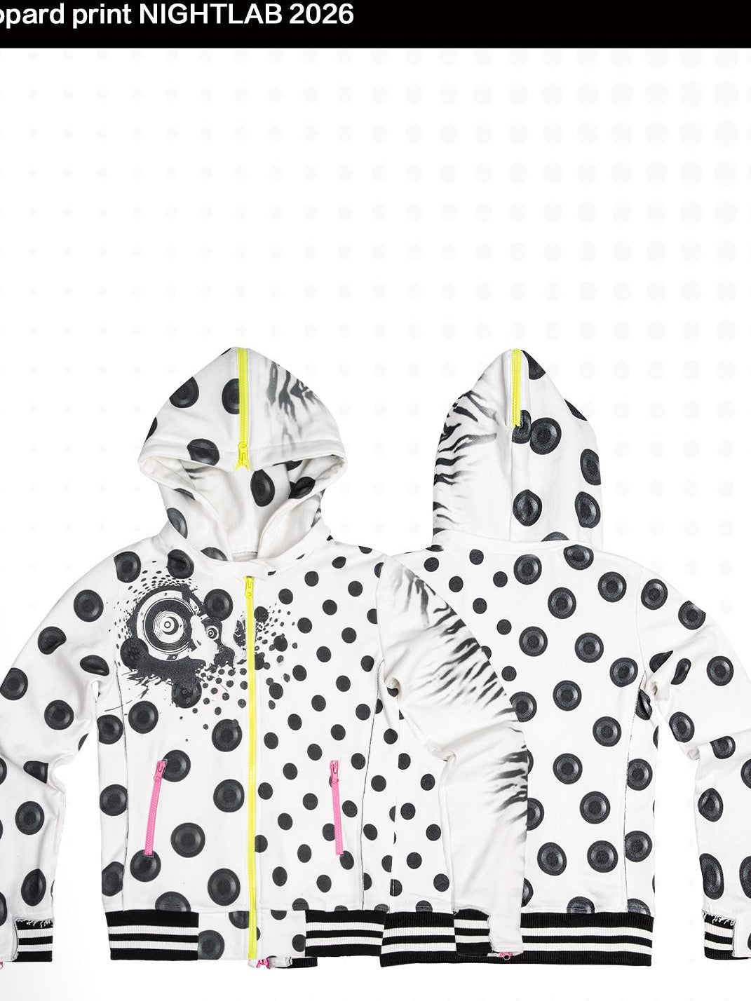 Night Lab Polka Dot Color Block Glitter Fleece Lined Women's Knit Zip-up Hoodies