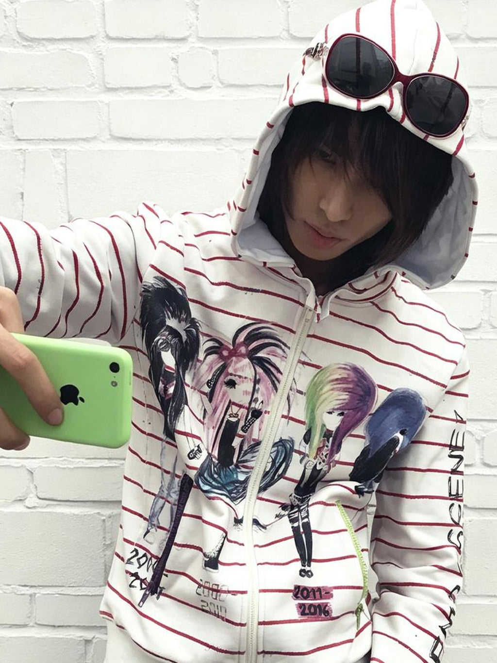 Night Lab Striped Graffiti Washed Loose Fit Women's Cotton Zip-up Hoodies