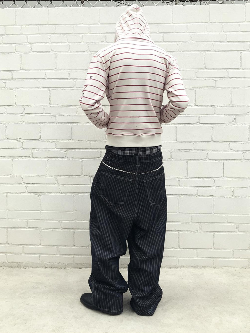 Night Lab Striped Graffiti Washed Loose Fit Women's Cotton Zip-up Hoodies