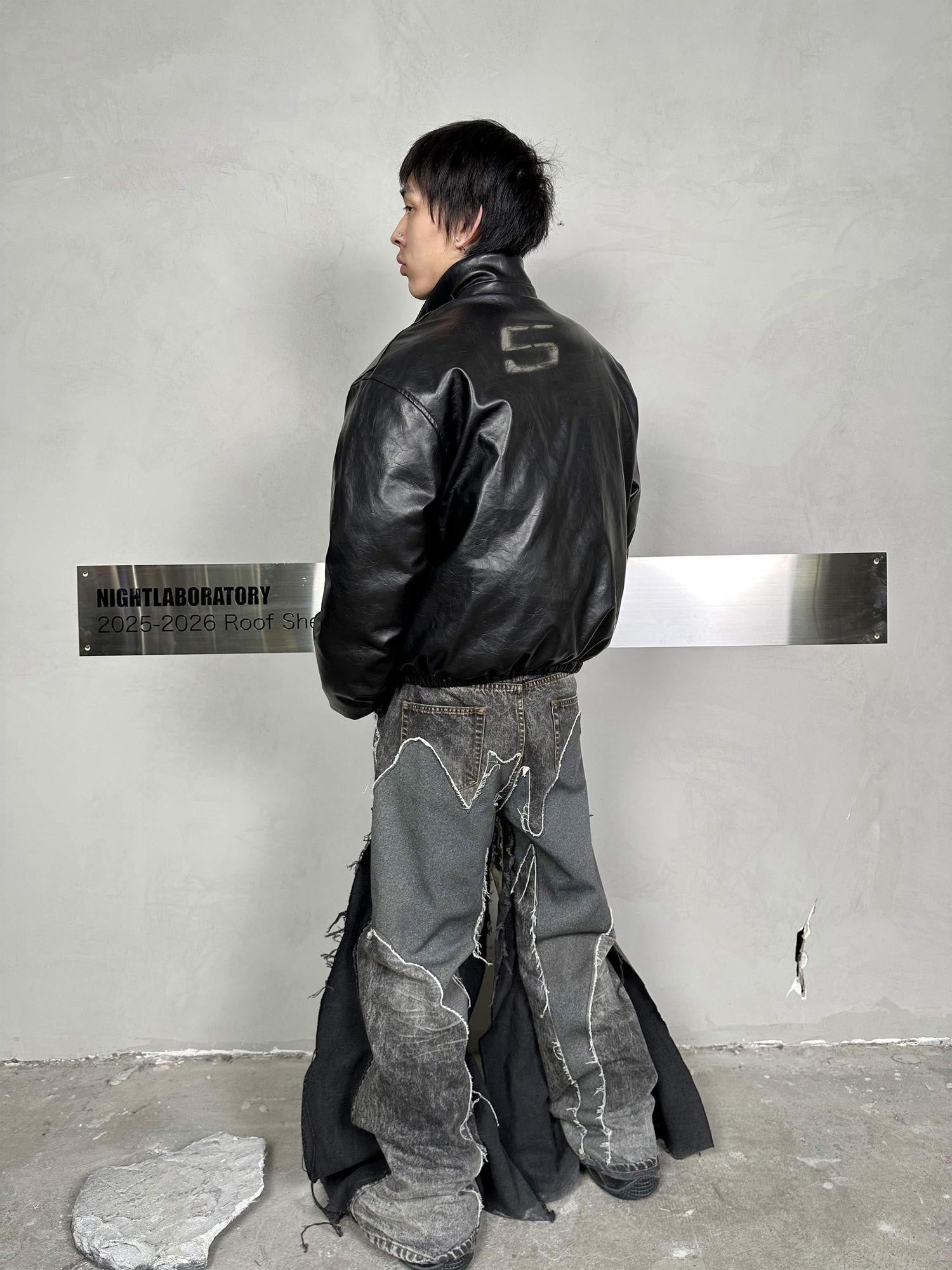 Night Lab Thick Warm Oversized Vintage Turn Down Collar Youth Solid Black Puffer Jackets