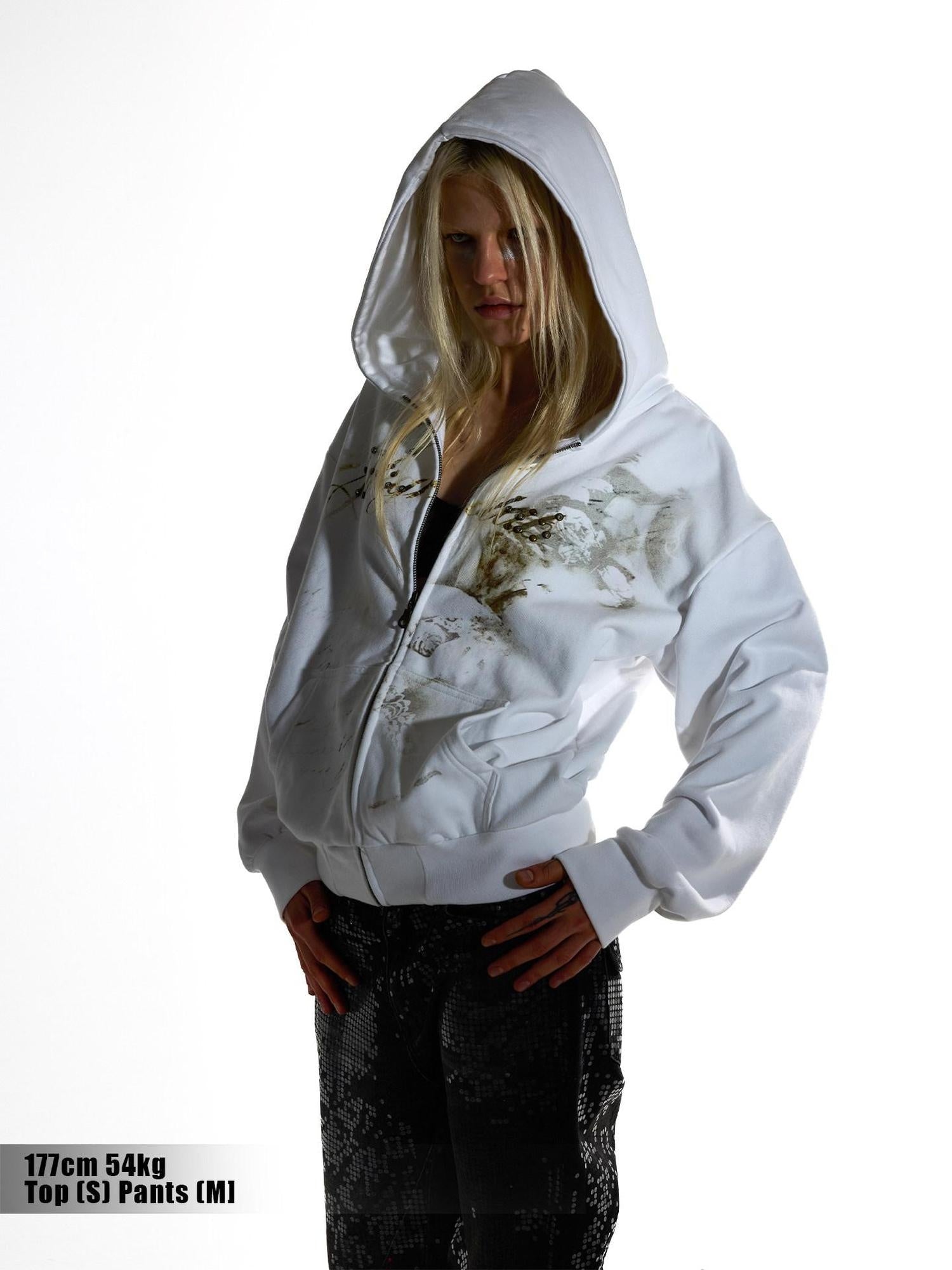 Night Lab Washed Cotton Loose Zip Up Hooded Casual Unisex Daily Letter Print Hoodies