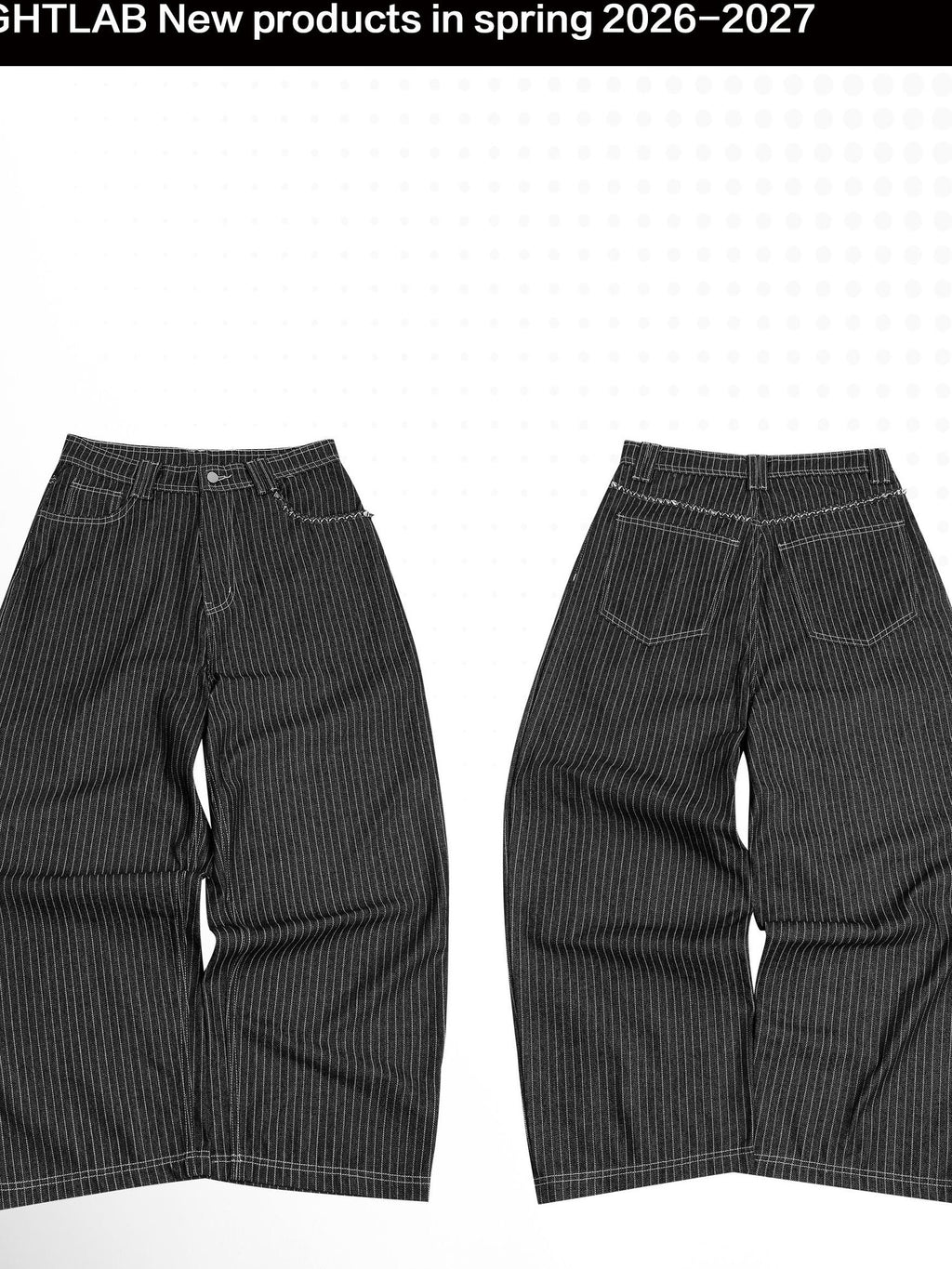 Night Lab Y2k Vintage Striped Studded Wide Leg Cotton Women's Dress Pants