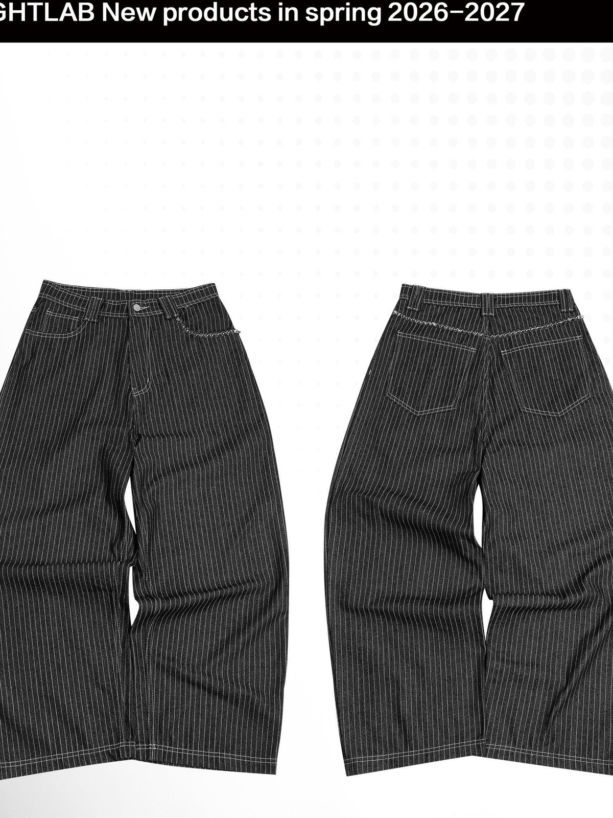 Night Lab Y2k Vintage Striped Studded Wide Leg Cotton Women's Dress Pants