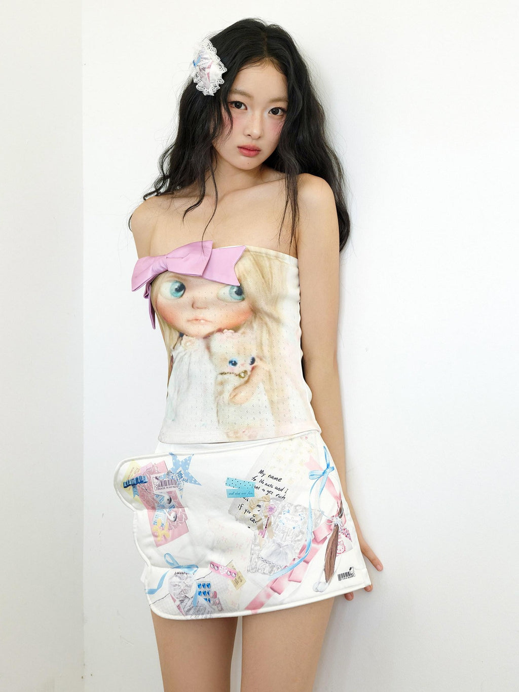 No nuts 3d Wing Print Asymmetric Low Waist A Line Women's Satin Skorts