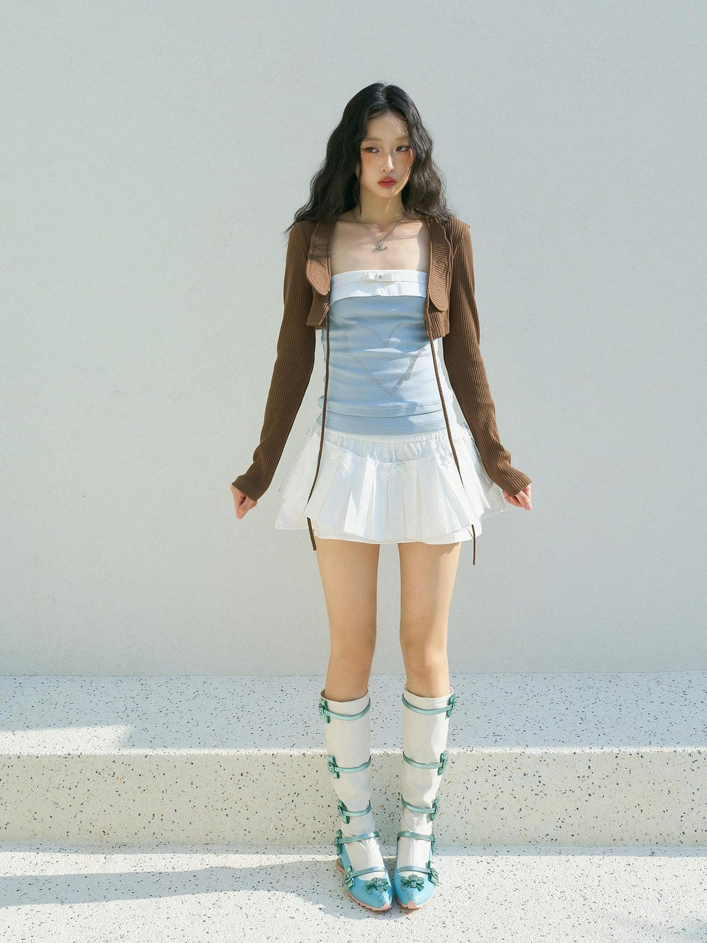 No nuts Angel Wing Tie Doll Collar Women's Cotton Knit Fitted Boleros & Shrugs