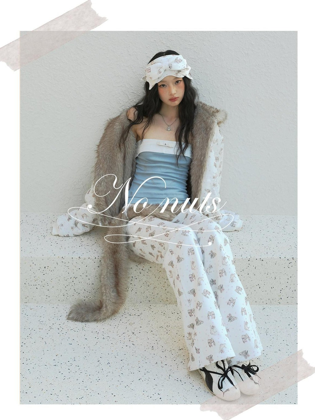 No nuts Cute Cat Print Fleece Lined High Waist Cotton Women's Tracksuit Sets