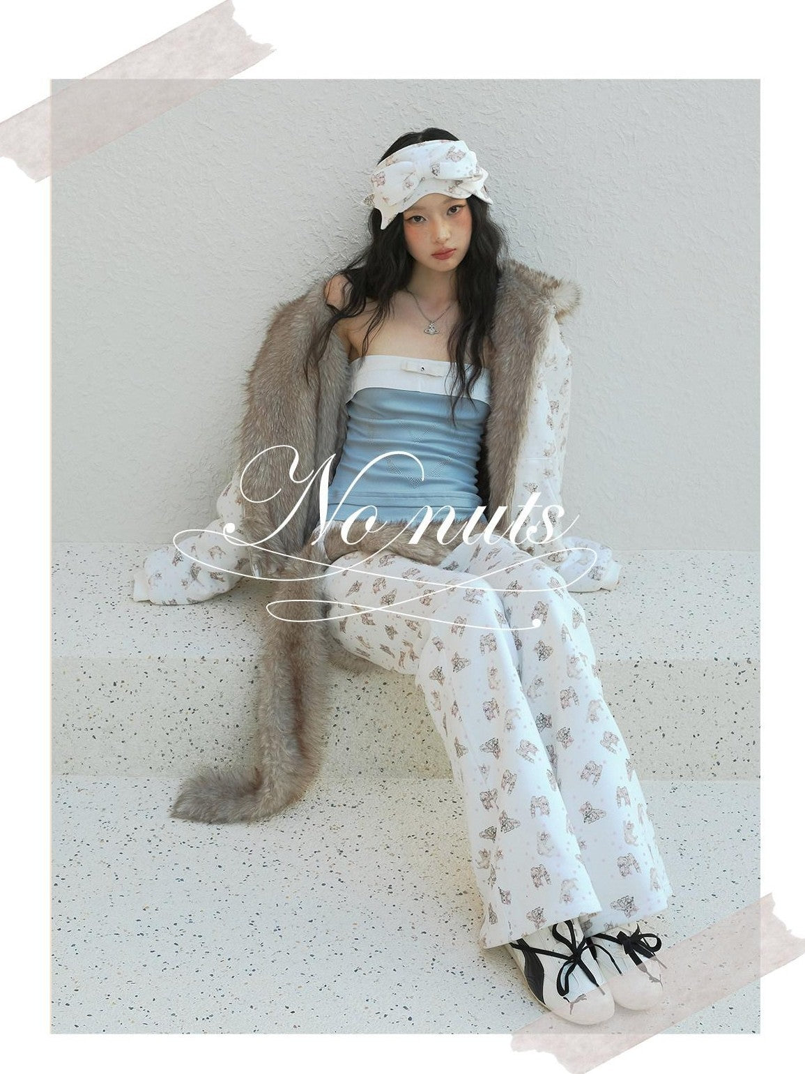 No nuts Cute Cat Print Fleece Lined High Waist Cotton Women's Tracksuit Sets