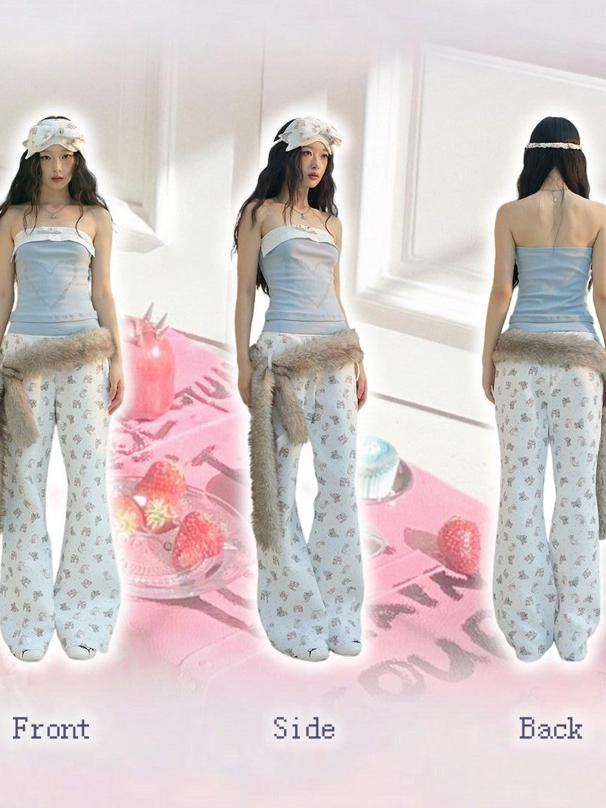 No nuts Cute Cat Print Fleece Lined High Waist Cotton Women's Tracksuit Sets