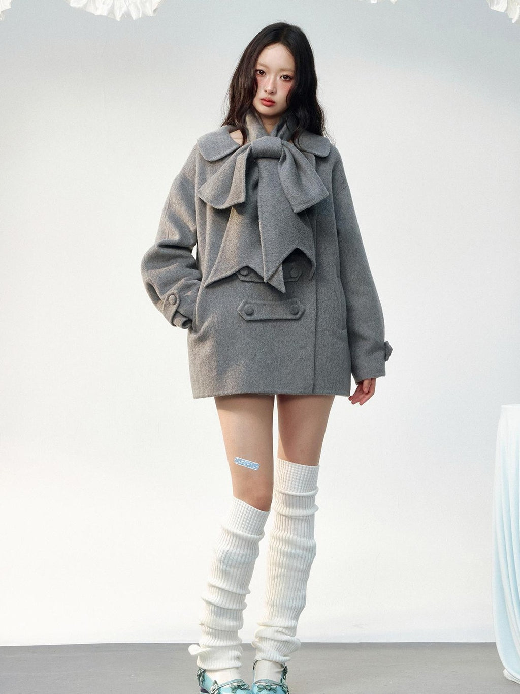 No nuts Double Breasted Hand Stitched Loose Fit Women's Wool Coats