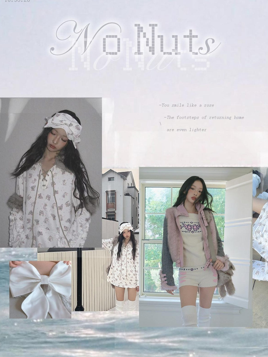 No nuts Gray Pink Patchwork Knit Stand Collar Short Women's Eco Faux Fur Coats
