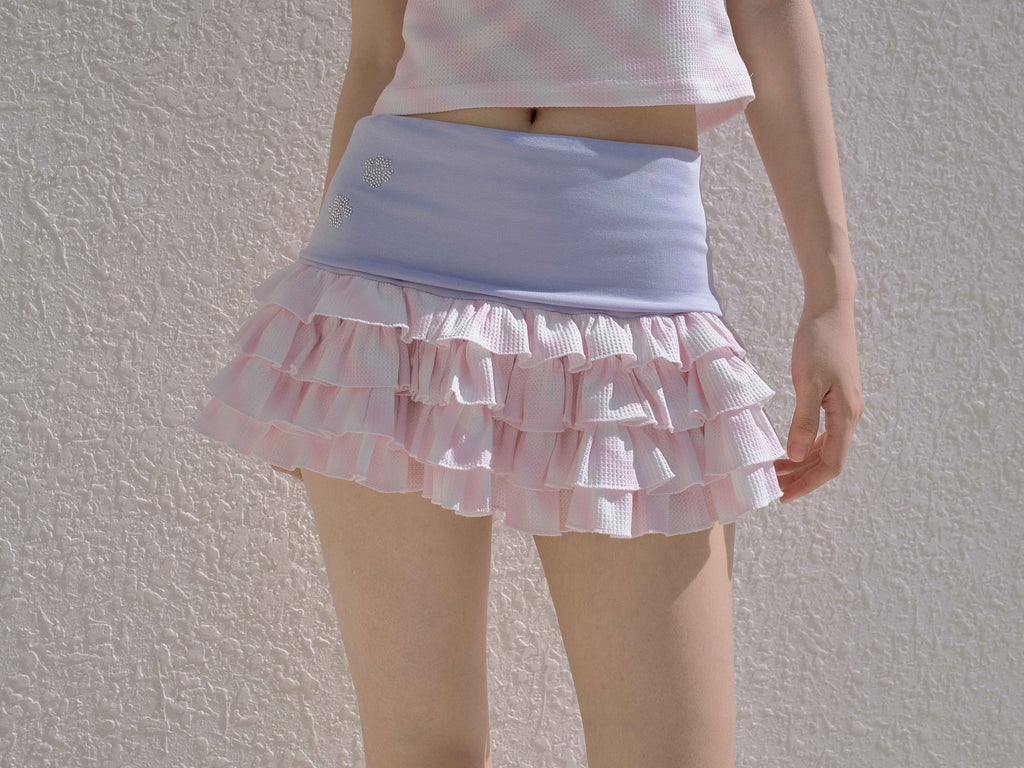 No_nuts_Pink_Striped_Hooded_Devil_Ear_Print_Vest_Cake_Skirt_Women's_Matching_Skirt_Sets_950772276746_MISSTT