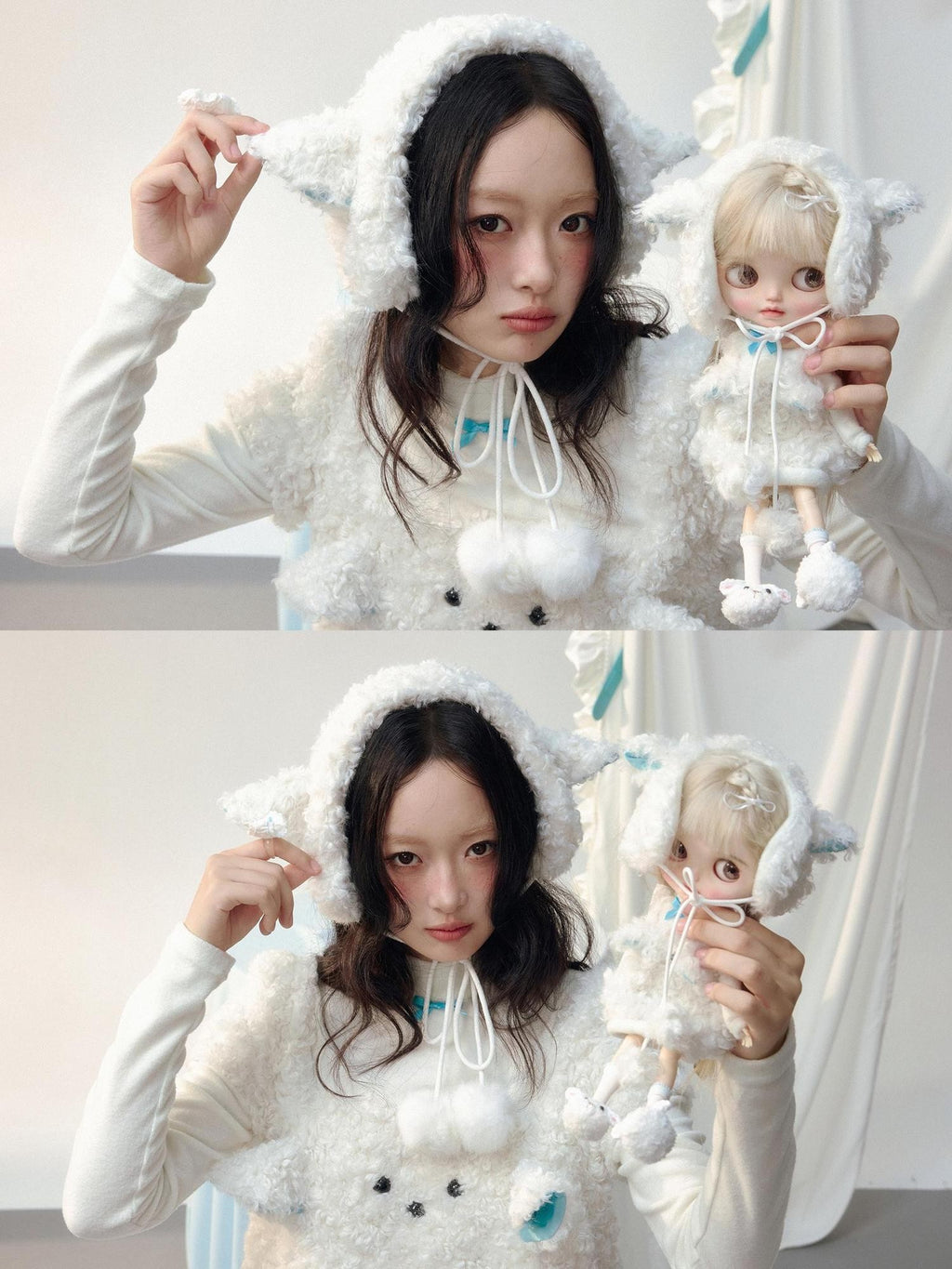No nuts Plush Sheep Ear Windproof Warm Sewn Women's Accessories
