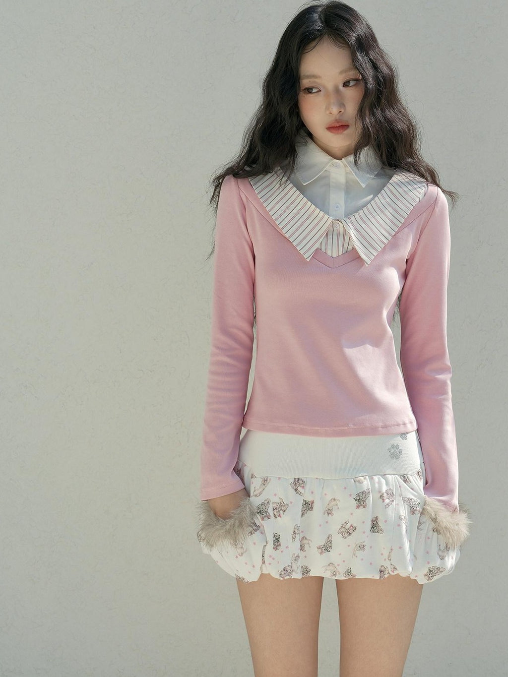 No nuts Printed Cat Furry Patchwork Rhinestone Low Waist Women's Cotton Mini Skirts