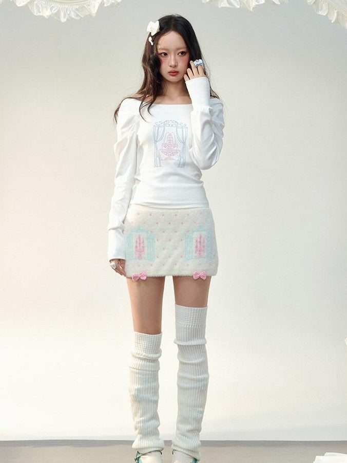 No nuts Rhinestone Contrast Color One Shoulder Brushed Women's Cotton Long Sleeve T-shirts