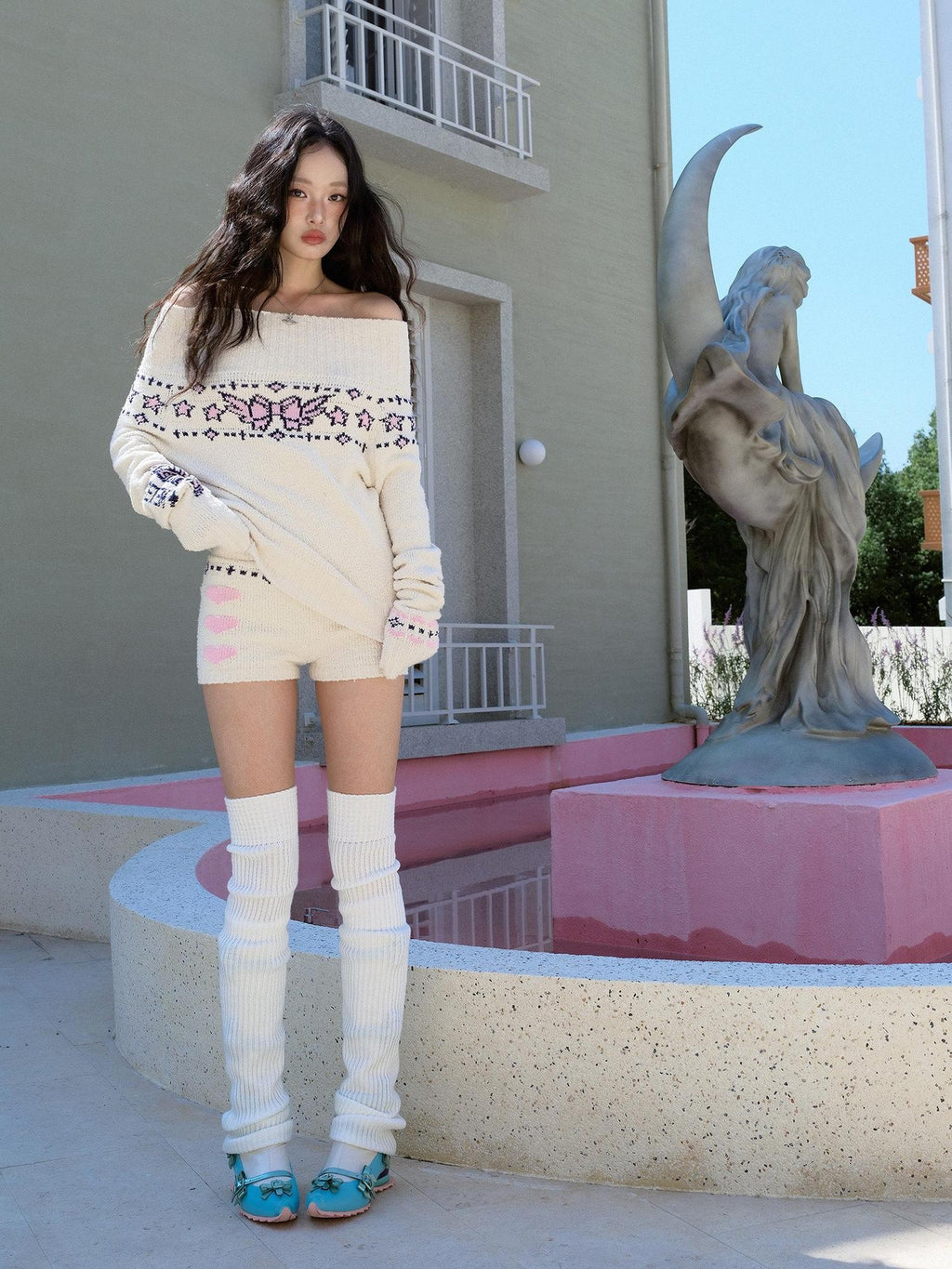 No nuts Soft Fuzzy Jacquard Heart Knit High Waist Elastic Women's Cotton Blend Hot Pants