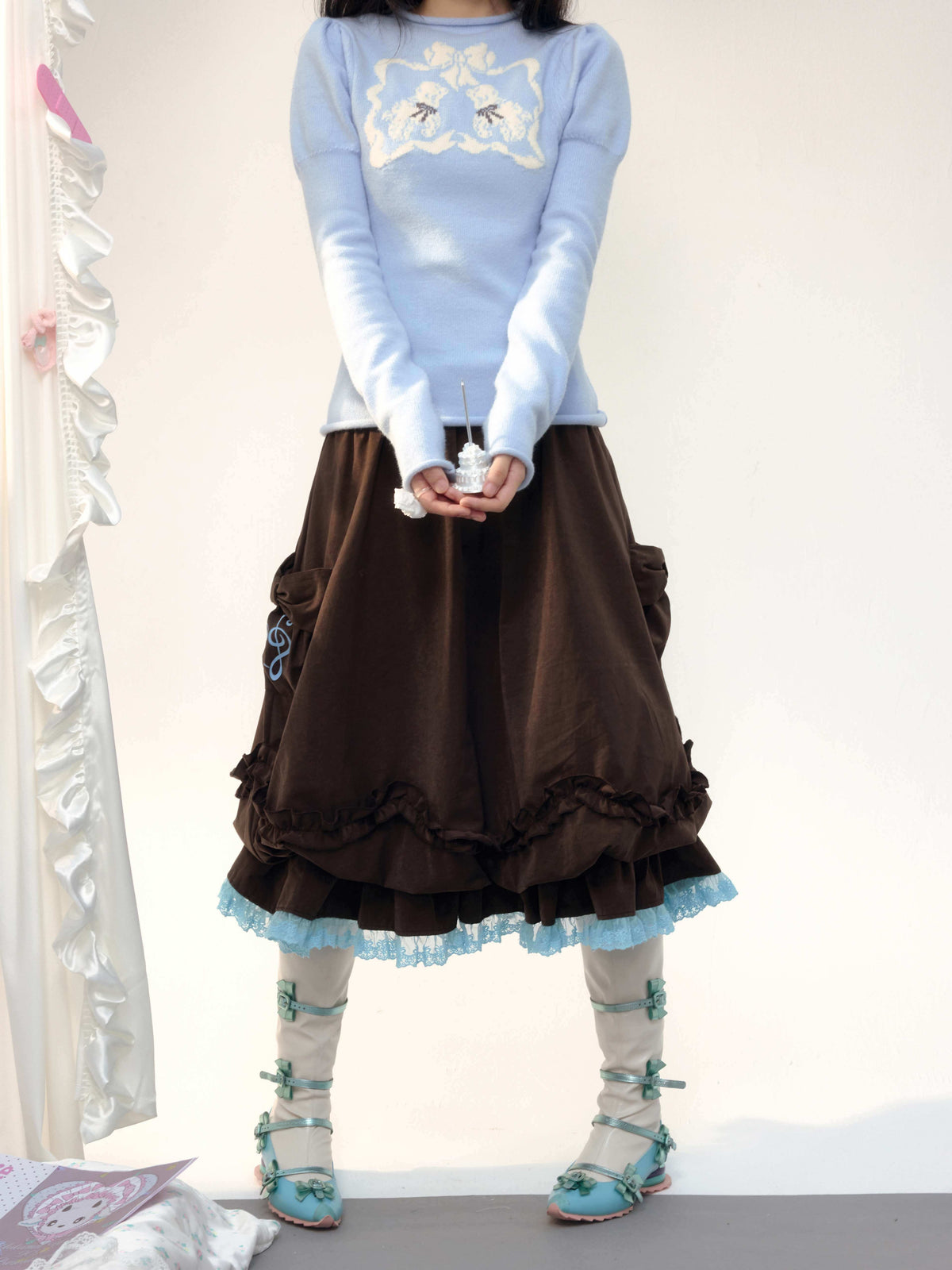 No_nuts_Vintage_Color_Block_Lace_Trim_Brown_Floral_A_Line_High_Waist_Women's_Cotton_Midi_Skirts_1092375892408_MISSTT