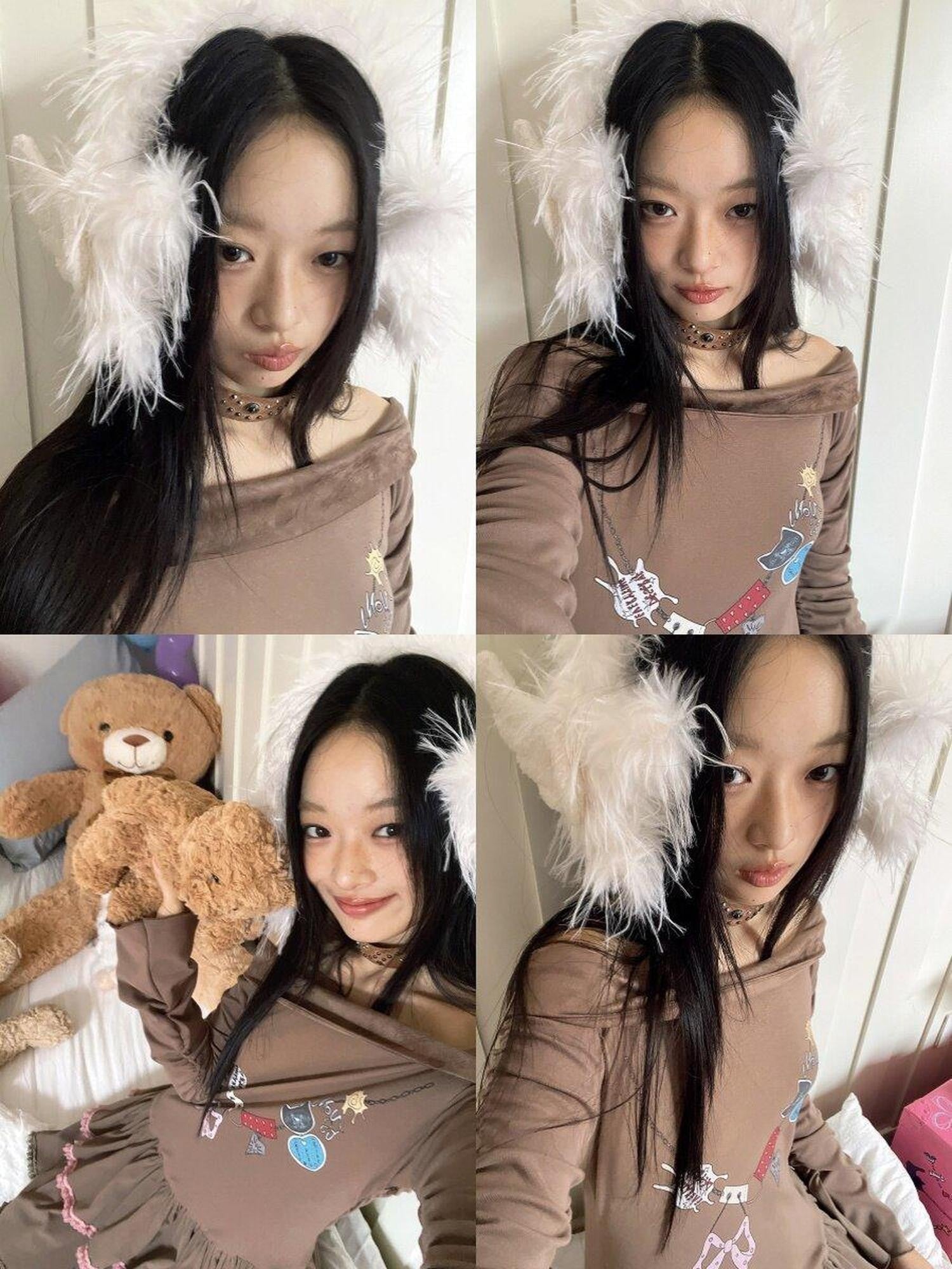 No nuts White Cute Angel Wing Star Earmuffs Women's Plush Clothing Accessories