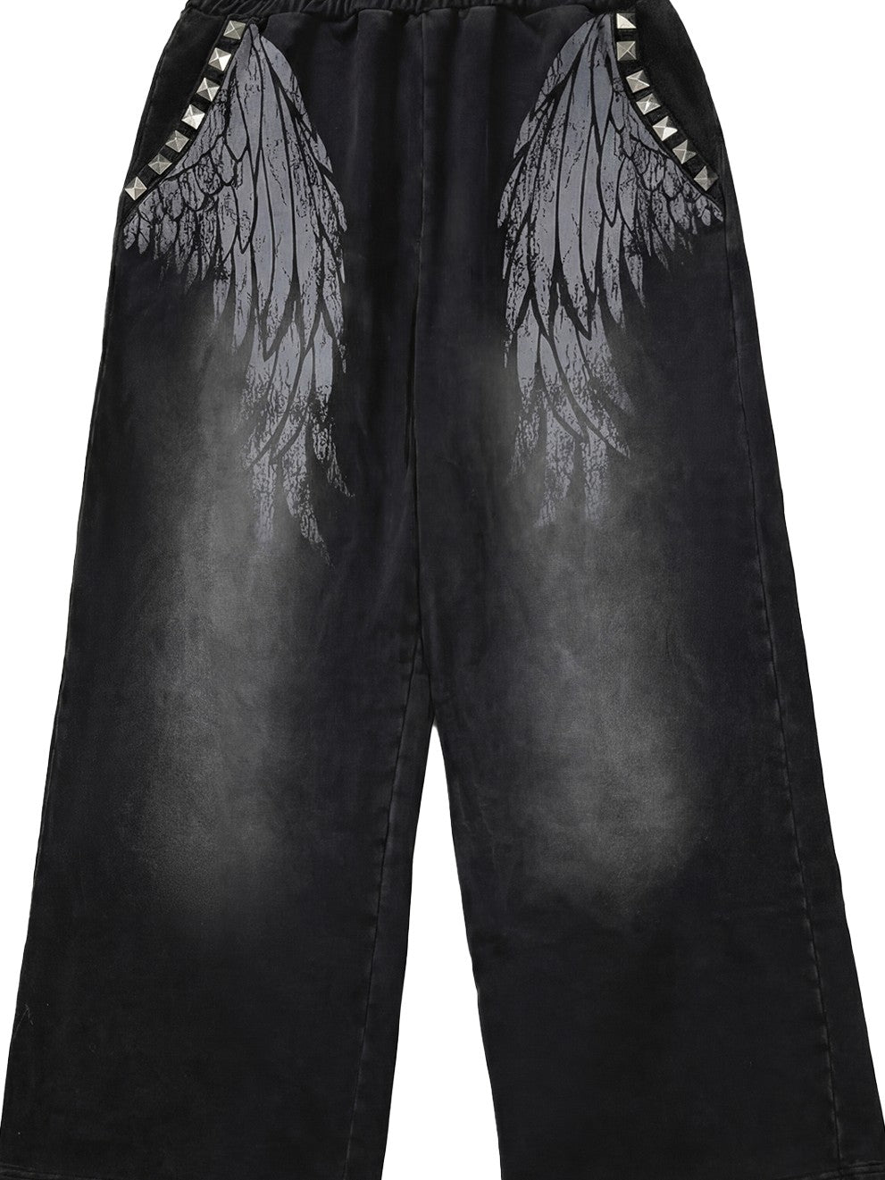NumbAsia Broken Wings Wing Print Studded Washed Distressed Women's Cotton Sweatpants