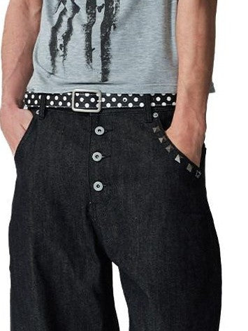 NumbAsia Burnout Totem Rivet Button Fly Five Pocket Women's 13oz Raw Denim Wide-leg Jeans