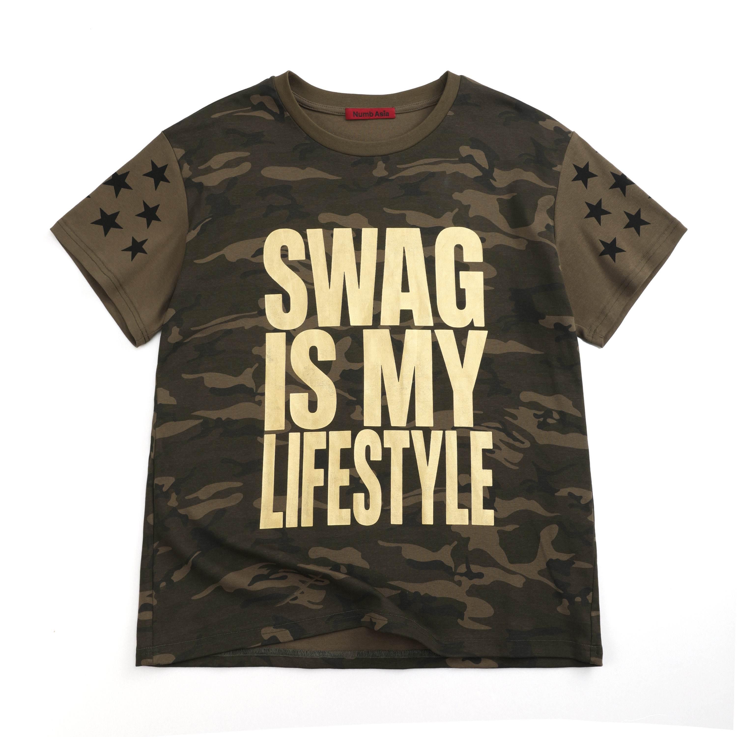 NumbAsia_Camouflage_Star_Gold_Foil_Print_Women's_Cotton_Short_Sleeve_T-shirts_1021346554458_MISSTT