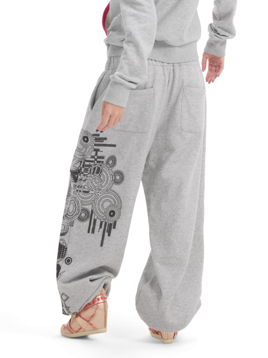 NumbAsia Court Style Contrast Button Print Loose Fit Women's Cotton Sweatpants