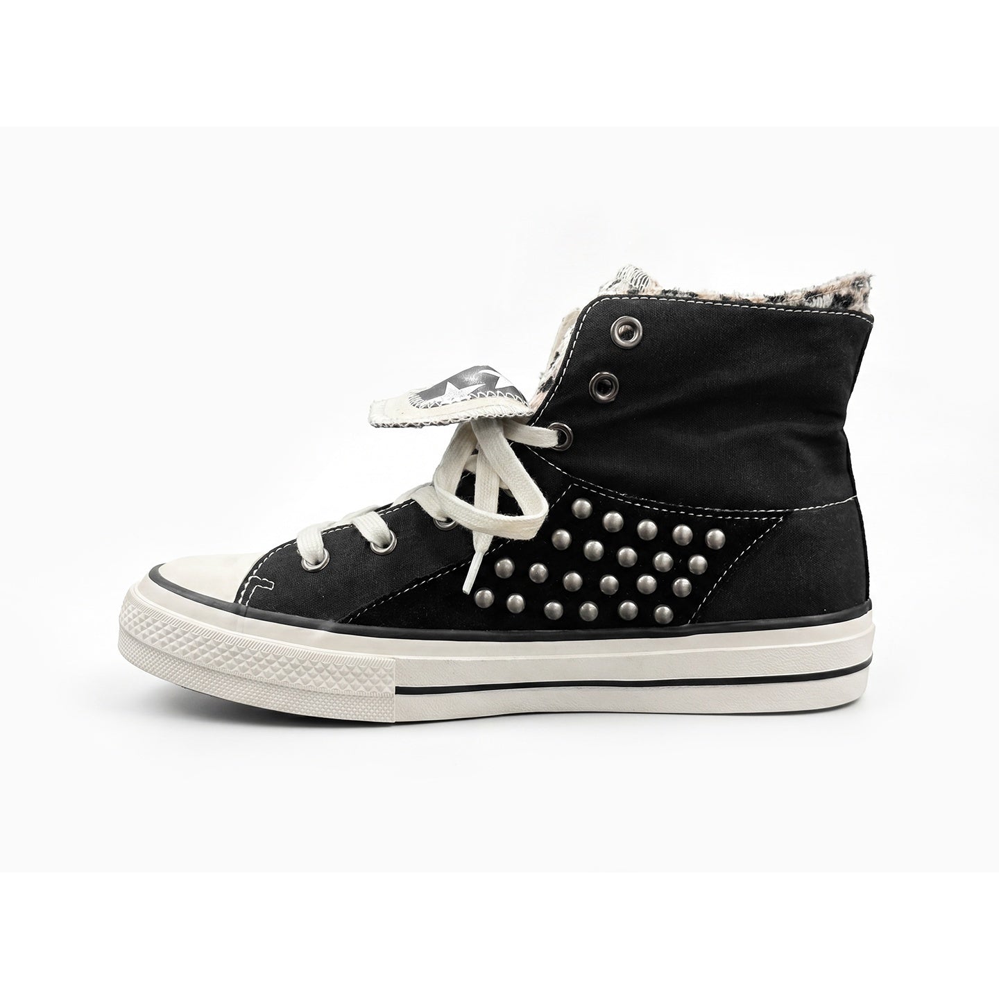 NumbAsia_Double_Layer_Collar_Zebra_Pony_Hair_Star_Studded_Suede_Women's_Canvas_Sneakers_1029862046350_MISSTT