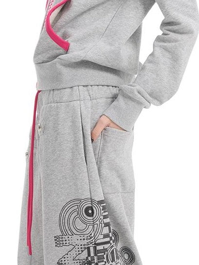NumbAsia Embroidered Pink Palace Style Women's Cotton Blend Zip-up Hoodies