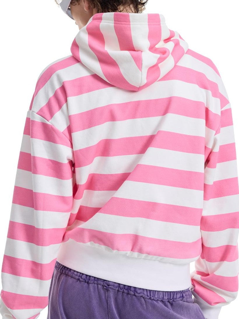 NumbAsia Glitter Print Striped Loose Drop Shoulder Streetwear Women's Cotton Zip-up Hoodies