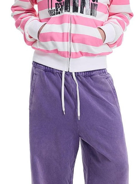 NumbAsia Glitter Print Striped Loose Drop Shoulder Streetwear Women's Cotton Zip-up Hoodies