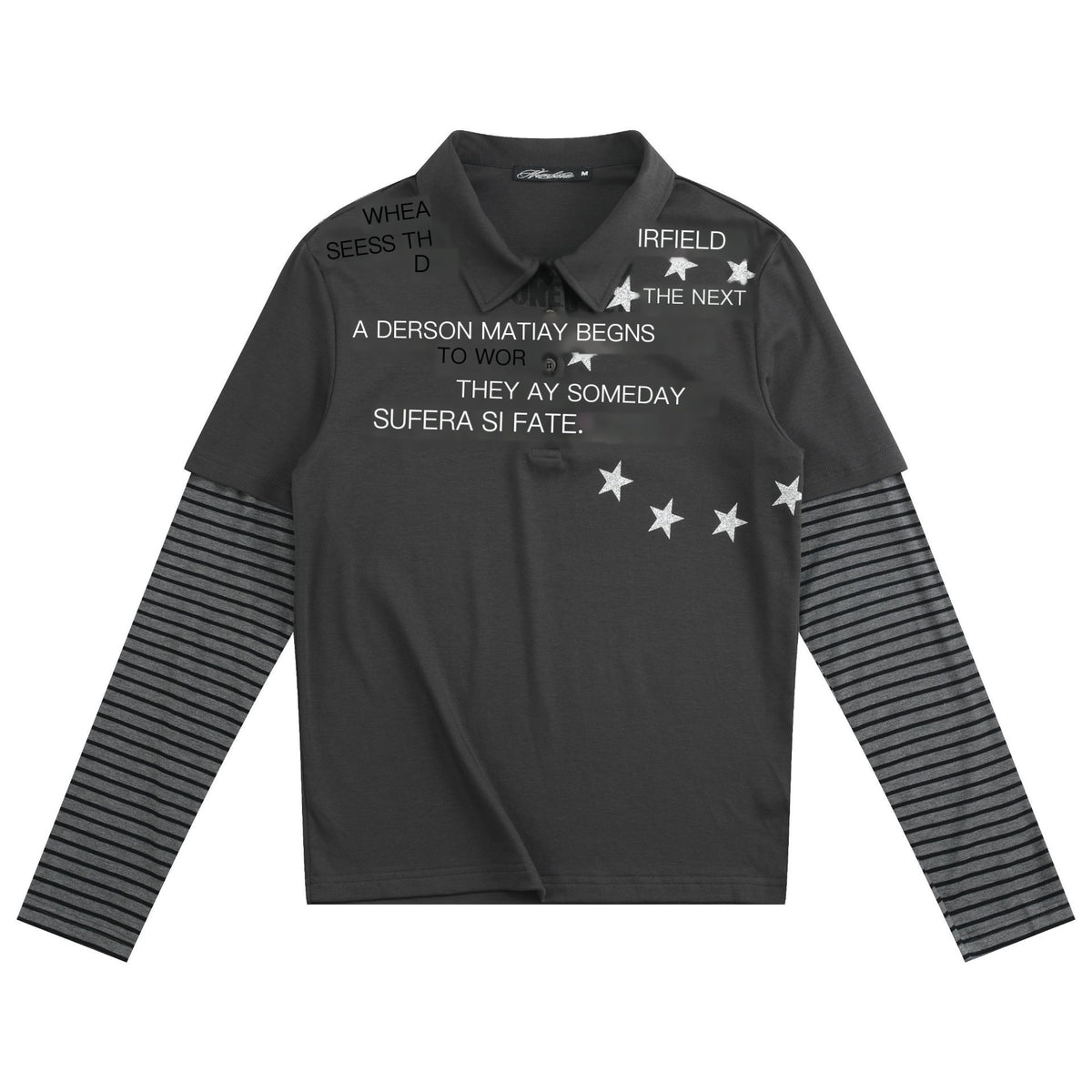NumbAsia_Glitter_Star_Slogan_Striped_Faux_Layered_Women's_Cotton_Long_Sleeve_T-shirts_1081969972266_MISSTT
