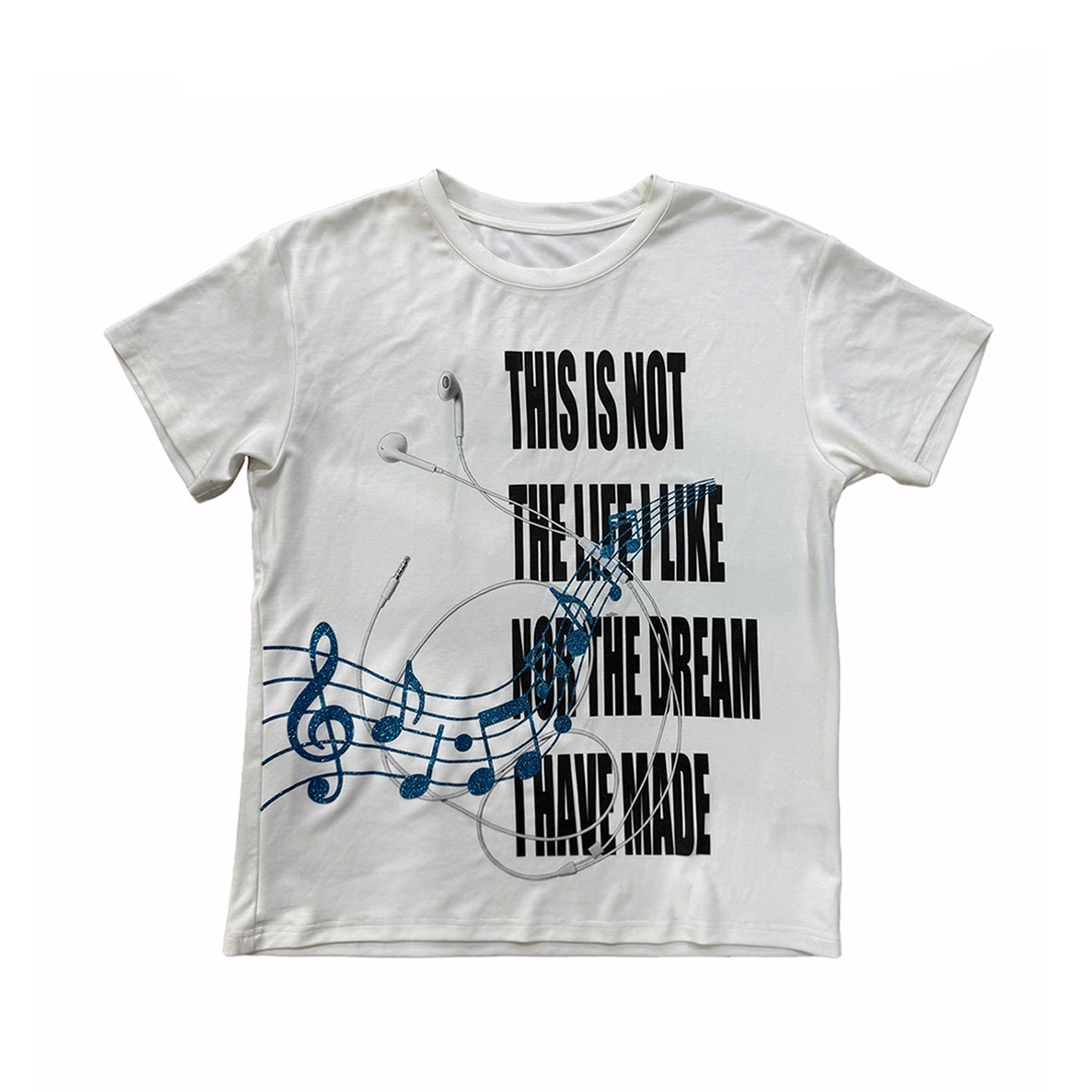 NumbAsia_Glitter_Vain_Slogan_Headphone_Note_Print_Women's_Modal_Short_Sleeve_T-shirts_1048063439522_MISSTT