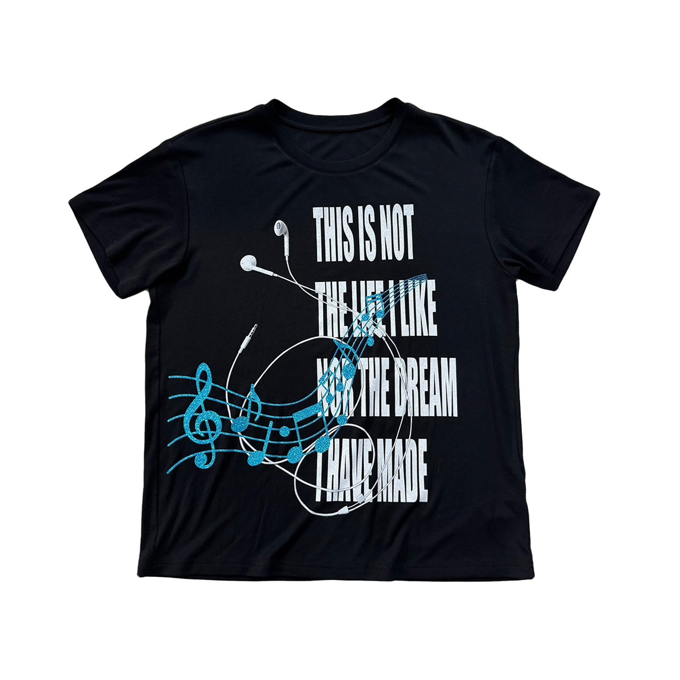 NumbAsia_Glitter_Vain_Slogan_Headphone_Note_Print_Women's_Modal_Short_Sleeve_T-shirts_1048063439522_MISSTT