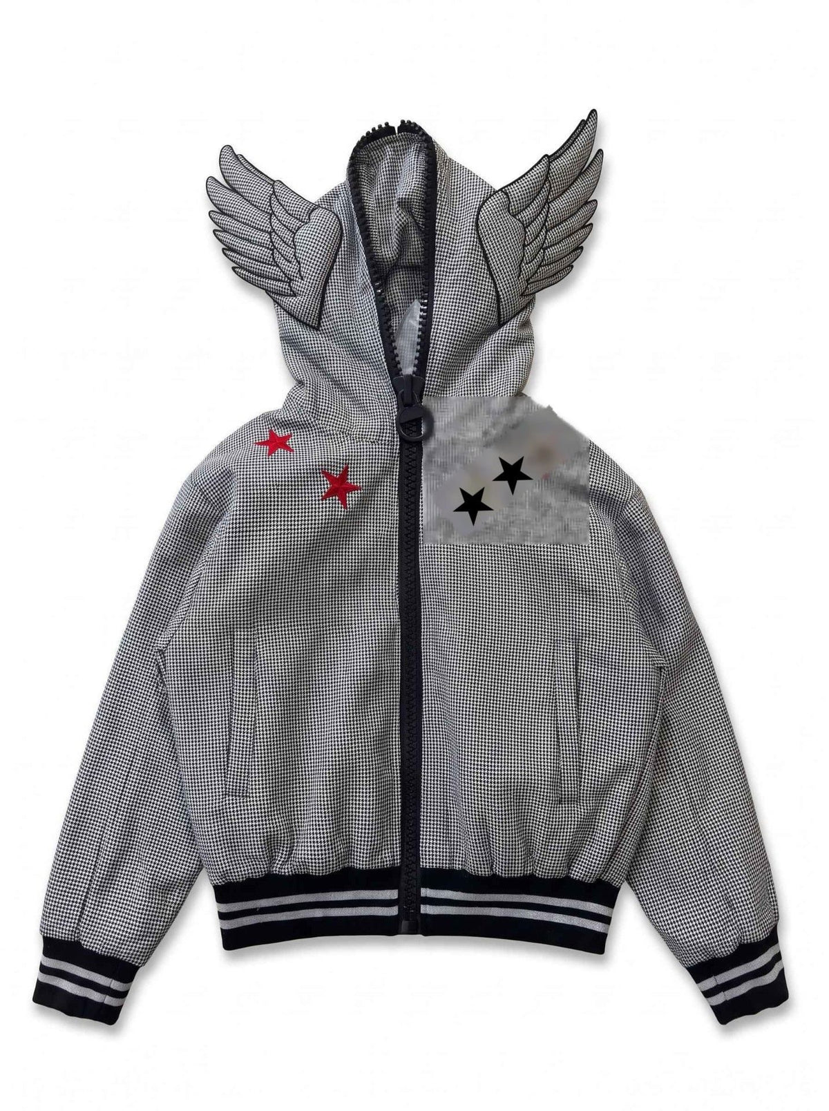NumbAsia_Houndstooth_Wing_Star_Print_Women's_Polyester_Zip-up_Hoodies_1082783271551_MISSTT