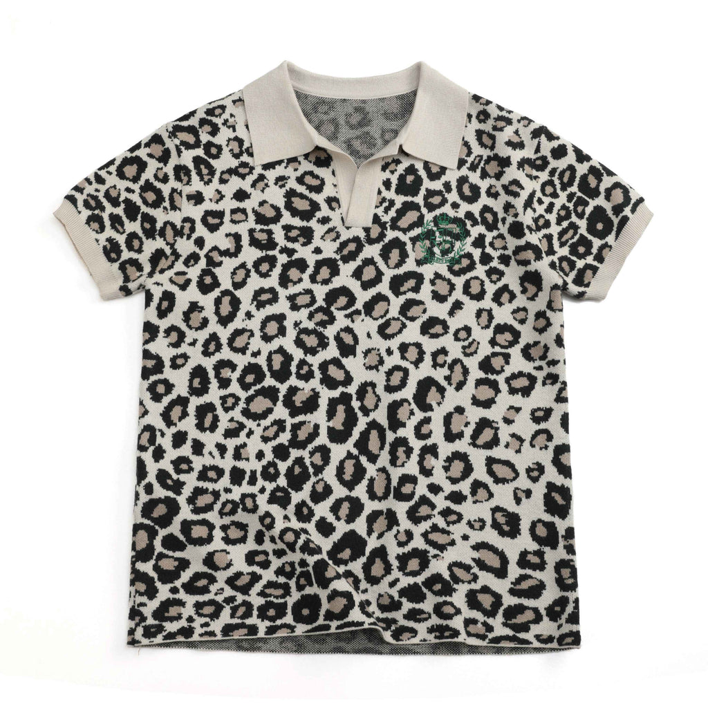 NumbAsia_Leopard_Embroidered_Logo_Jacquard_Polo_Women's_Modal_Blend_Short_Sleeve_T-shirts_1025233875042_MISSTT